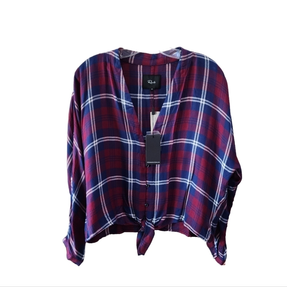 RAILS Sloane Cropped Country Plaid Flannel Knot Top